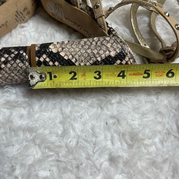 Sam Edelman Yadira leather tan studded & snake skin print Gladiator sandals SZ7 - Picture 9 of 11